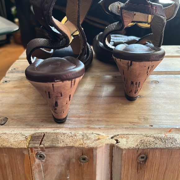 Chloe Ankle Strap  Cork Wedge Sandals - Picture 5 of 6